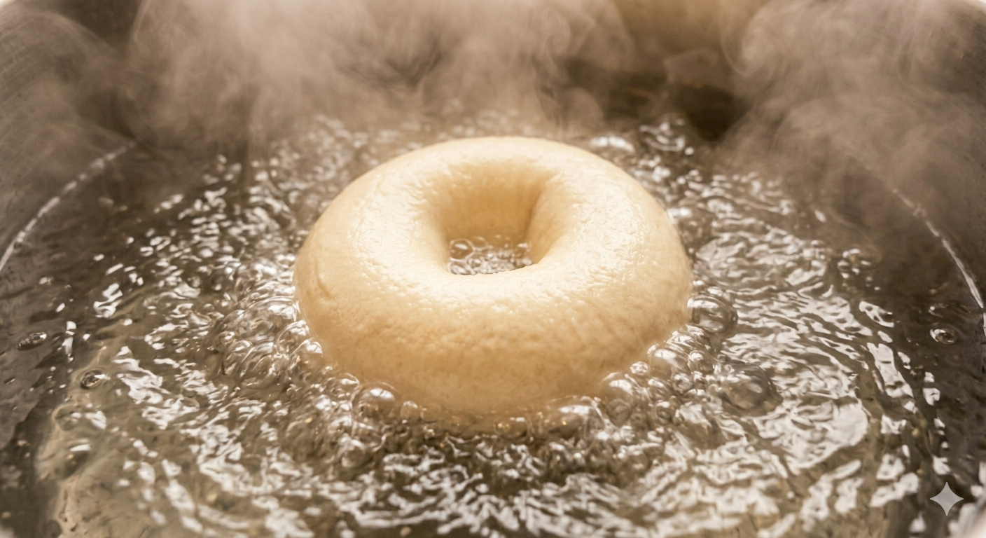 Bagels boiling